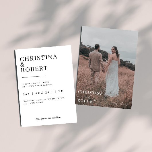 Minimalistische stijlvolle Boho Fotobruiloft Kaart