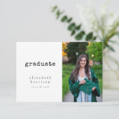 Minimalistische stijlvolle foto afstudeerfeest kaart (Staand voorkant)
