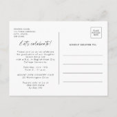 Minimalistische stijlvolle foto afstudeerfeest uitnodiging briefkaart (Achterkant)