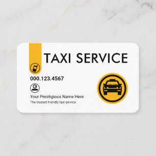 Minimalistische stijlvolle gele taxi-tab visitekaartje