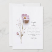 Minimalistische stijlvolle geperste bloem bruiloft kaart (Voorkant)