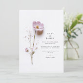 Minimalistische stijlvolle geperste bloem bruiloft kaart (Staand voorkant)
