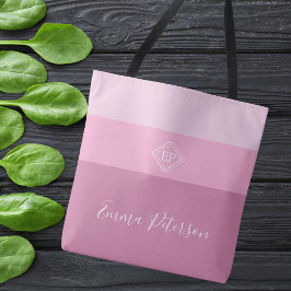Minimalistische stijlvolle monogramscriptnaam Pink Tote Bag