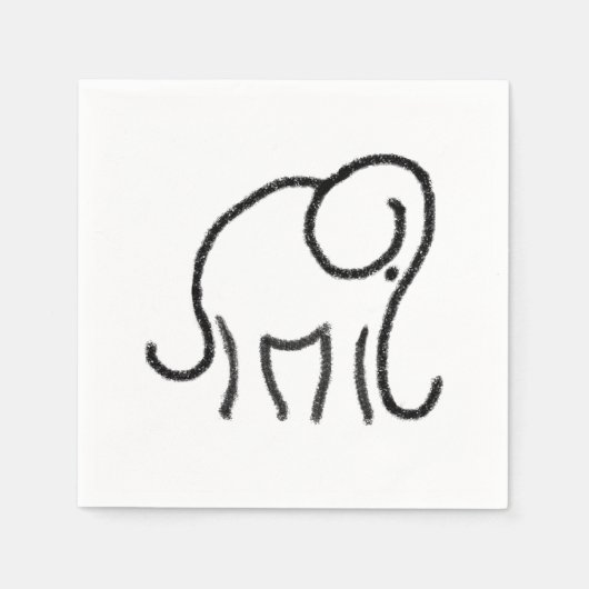 Minimalistische stijlvolle olifant zwart en wit servetten (Voorkant)