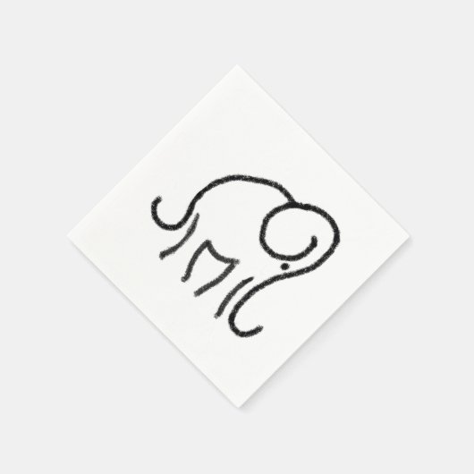 Minimalistische stijlvolle olifant zwart en wit servetten (Hoek)