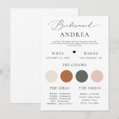 Minimalistische stijlvolle script bruidsmeisje inf kaart (Voorkant / Achterkant)