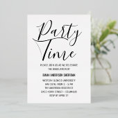 Minimalistische stijlvolle script zwart-wit afstud folie uitnodiging (Staand Voorkant)