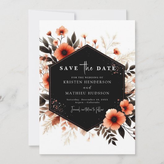 Minimalistische stijlvolle terracotta bruiloft save the date (Voorkant)