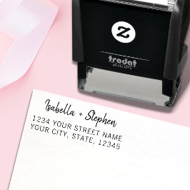 Minimalistische stijlvolle trouwretouradres zelfinktende stempel