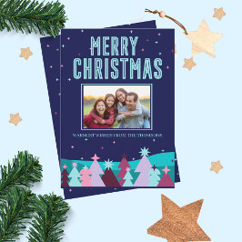 Minimalistische stijlvolle winter dennenboom kerst feestdagenkaart