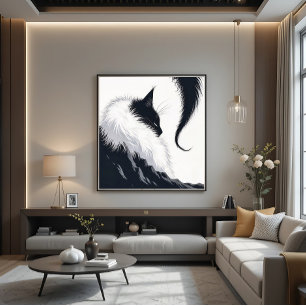 Minimalistische Stille Kat Canvas Afdruk