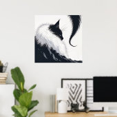 Minimalistische Stille Kat Poster (Thuiskantoor)