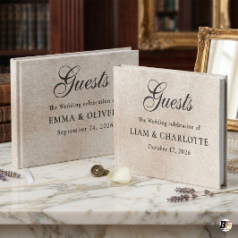 Minimalistische stille luxe crèmekleurige getextur gastenboek