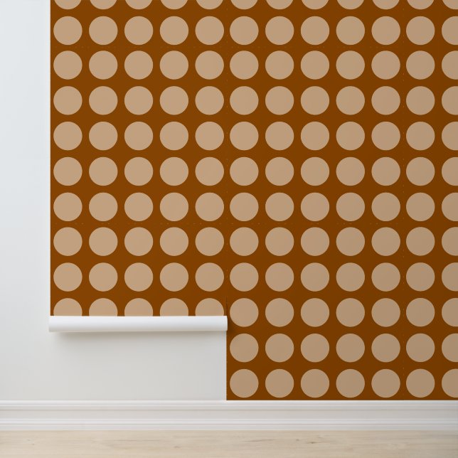 Minimalistische Stippen met Kleur Bruin Behang (Applicatie)