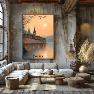 Minimalistische Stockholm Silhouette - Zweedse Sta Poster