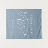 Minimalistische Stof Blauw Aangepaste Bat Mitzvah Wandkleed (Voorkant (horizontaal))