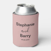 Minimalistische Stof Roze Aangepaste Trouw Blikjeskoeler (Blikje Voorkant)