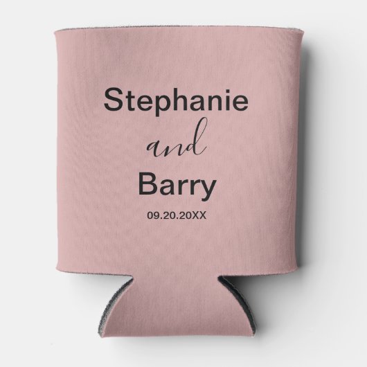 Minimalistische Stof Roze Aangepaste Trouw Blikjeskoeler (Voorkant)