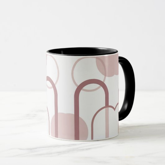 Minimalistische Stof Roze Abstracte Boog Mok (Voorkant rechts)