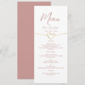 Minimalistische Stof Roze Bruiloft Menu (Voorkant / Achterkant)