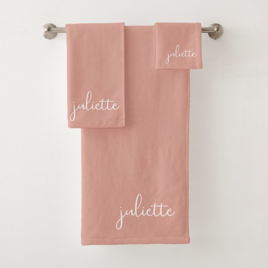 Minimalistische Stof Roze Gepersonaliseerd Bad Handdoek (Insitu)