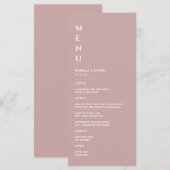 Minimalistische Stof Roze Huwelijk Menu (Voorkant / Achterkant)
