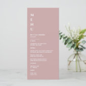 Minimalistische Stof Roze Huwelijk Menu (Staand voorkant)
