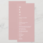 Minimalistische Stof Roze Huwelijk Menu (Voorkant / Achterkant)