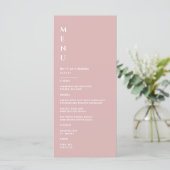 Minimalistische Stof Roze Huwelijk Menu (Staand voorkant)