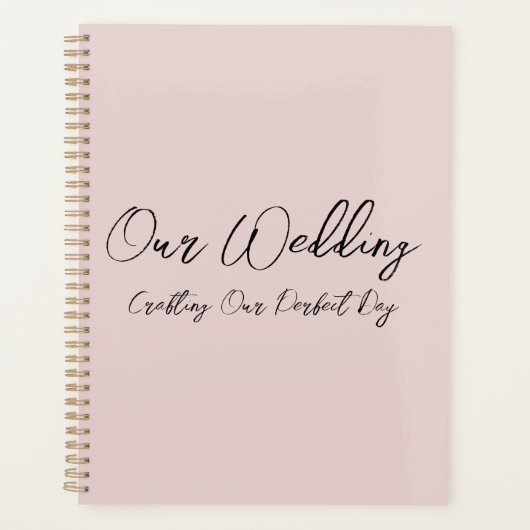 Minimalistische Stof Roze Huwelijk Planner (Voorkant)