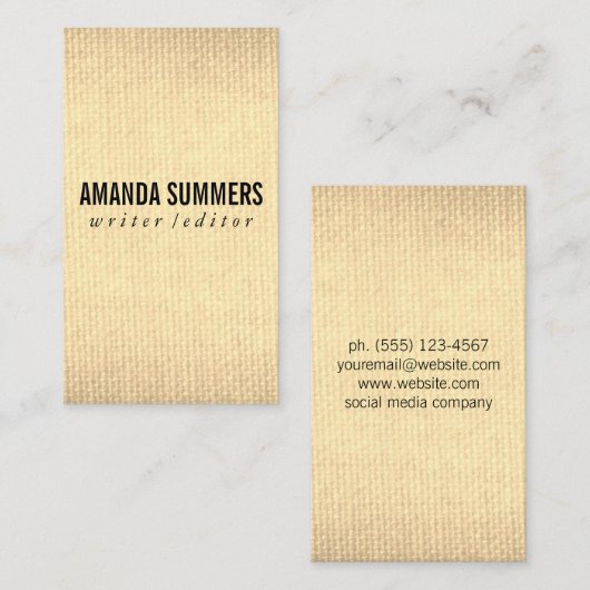 Minimalistische Stof Visitekaartje (Voorkant / Achterkant)