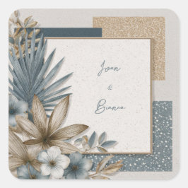 Minimalistische Stofachtige Turquoise Gouden Glitt Vierkante Sticker