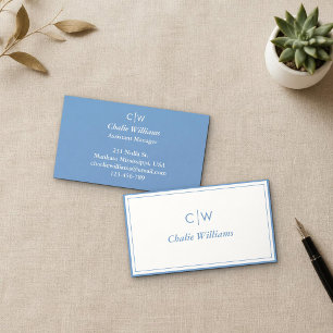 Minimalistische Stofblauw, 2 Randen, Moderne Elega Visitekaartje