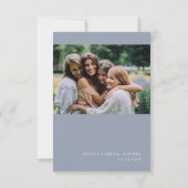 Minimalistische Stofblauwe Bruidsdouche Bedankkaart (Achterkant)