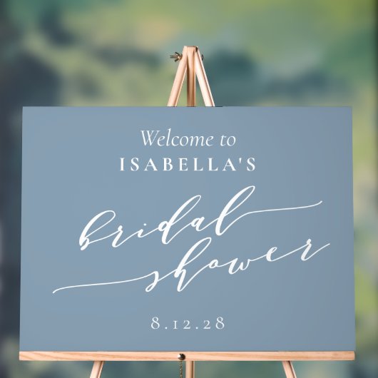 Minimalistische Stofblauwe Bruidsfeest Welkom Acryl Bord (Neutraal)