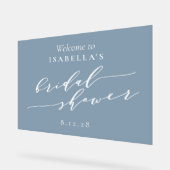 Minimalistische Stofblauwe Bruidsfeest Welkom Acryl Bord (Hoek)