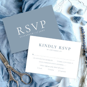 Minimalistische Stofblauwe Huwelijks RSVP Kaart