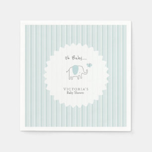Minimalistische Stofblauwe Oh Baby Olifant Baby Sh Servet