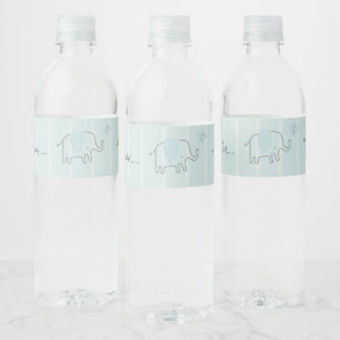 Minimalistische Stofblauwe Oh Baby Olifant Baby Sh Waterfles Etiket