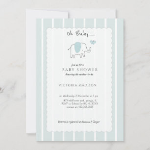 Minimalistische Stofblauwe Oh Baby Olifant Schets Kaart