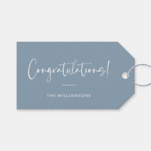 Minimalistische Stofblauwe Persoonlijke Felicitati Cadeaulabel