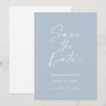 Minimalistische Stofblauwe Save the Date Uitnodigi