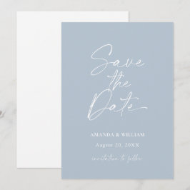 Minimalistische Stofblauwe Save the Date Uitnodigi Kaart