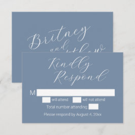 Minimalistische Stofblauwe Trouw RSVP Kaarten