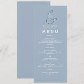 Minimalistische Stofblauwe Trouwmenu Menu (Voorkant / Achterkant)