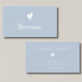 Minimalistische Stofblauwe Witte Hart Kapperszaak Visitekaartje