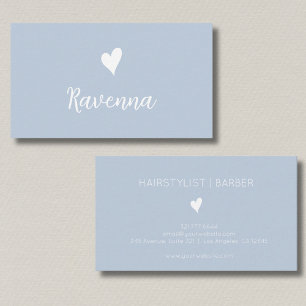 Minimalistische Stofblauwe Witte Hart Kapperszaak  Visitekaartje