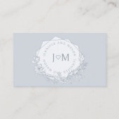 Minimalistische stoffige blauwe bloemenbruiloft Pl Plaatskaartje (Achterkant)