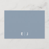 Minimalistische stoffige blauwe bruiloft accommoda informatiekaartje (Achterkant)