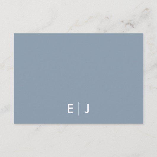 Minimalistische stoffige blauwe bruiloft accommoda informatiekaartje (Achterkant)